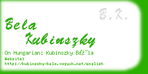 bela kubinszky business card